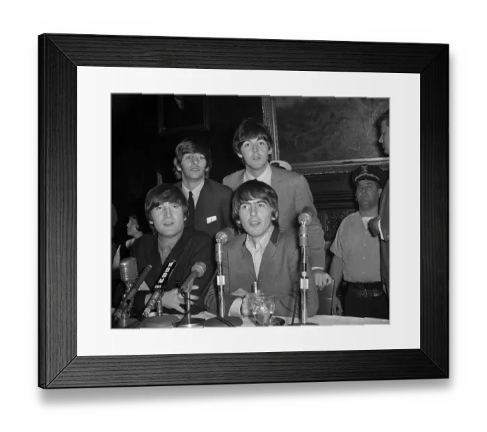 Framed Print : The Beatles at a Press Conference Framed Print : The Beatles at a Press Conference