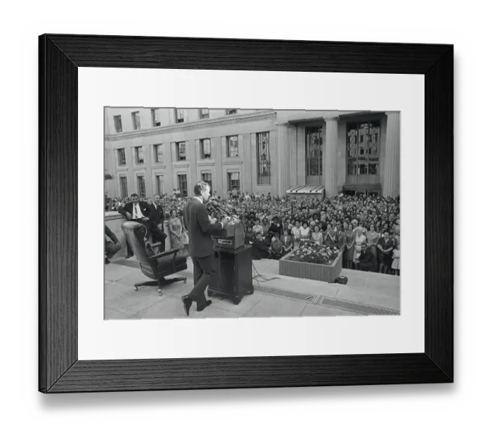 Framed Print : Robert F. Kennedy Speaking at Podium to Huge Crowd Framed Print : Robert F. Kennedy Speaking at Podium to Huge Crowd