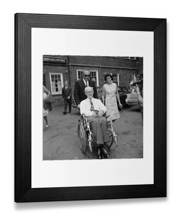 Framed Print : Joseph P. Kennedy Leaving the Hospital After Visiting His Son Framed Print : Joseph P. Kennedy Leaving the Hospital After Visiting His Son