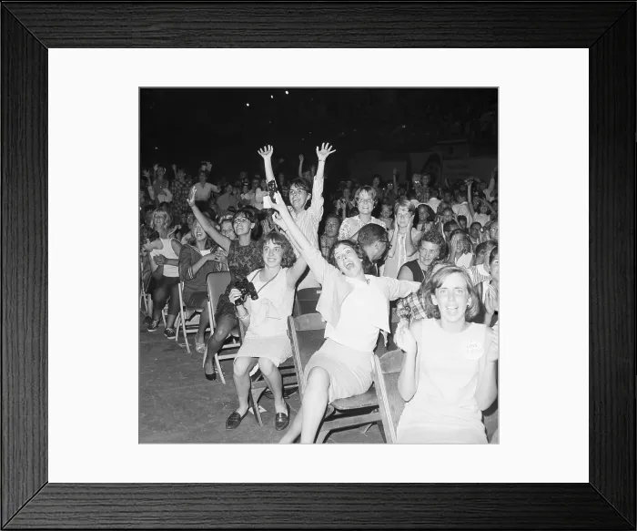 Framed Print : Beatles Fans Cheering Framed Print : Beatles Fans Cheering