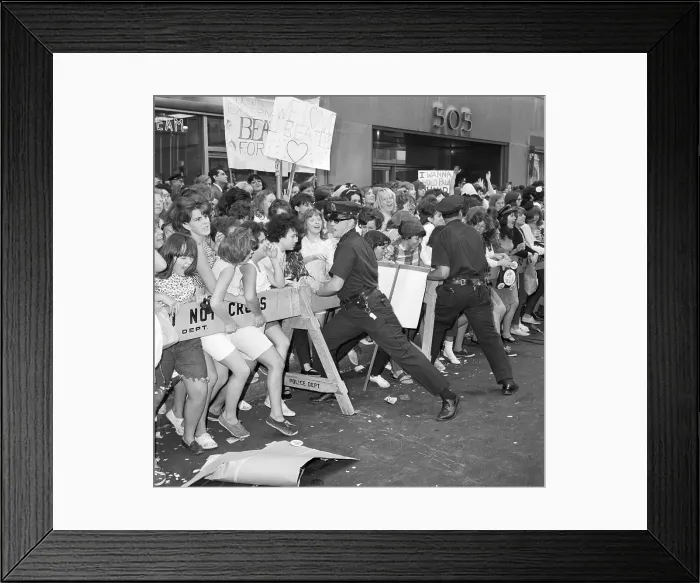 Framed Print : New York Police Holding Back Beatles Fans Framed Print : New York Police Holding Back Beatles Fans