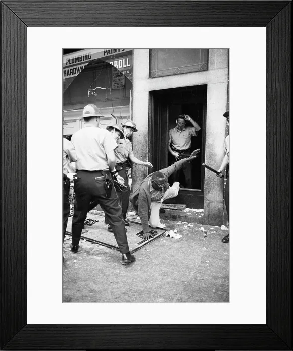 Framed Print : Police Kicking Fallen Man Framed Print : Police Kicking Fallen Man