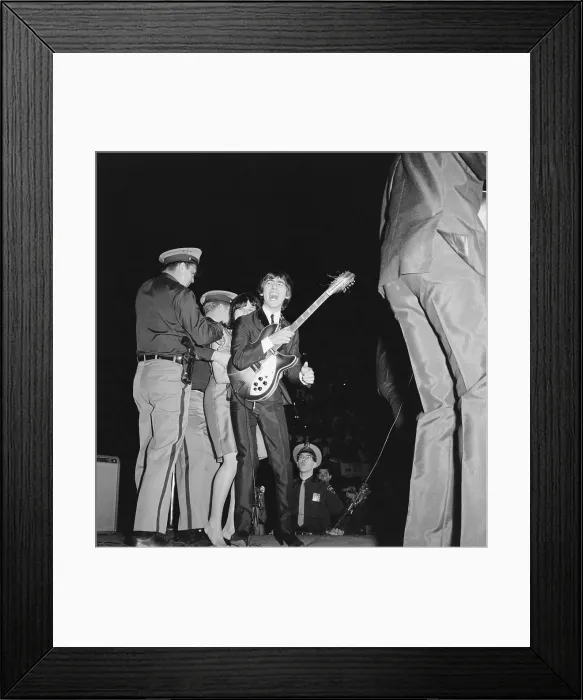 Framed Print : George Harrison Mobbed by Fan During Concert Framed Print : George Harrison Mobbed by Fan During Concert