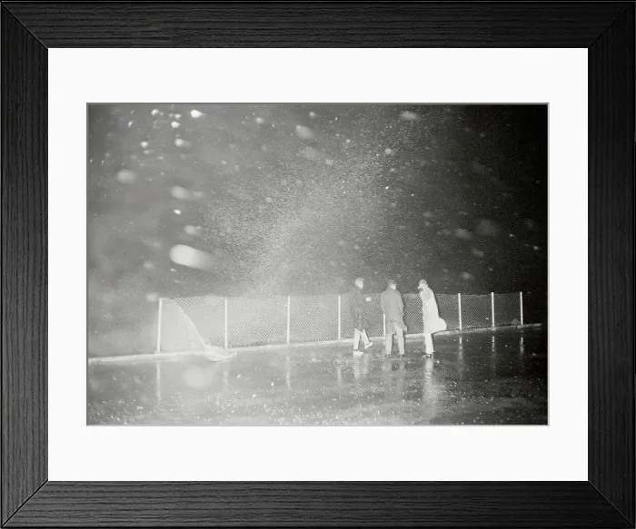 Framed Print : Pedestrians on Boardwalk During Hurricane Water Surge Framed Print : Pedestrians on Boardwalk During Hurricane Water Surge