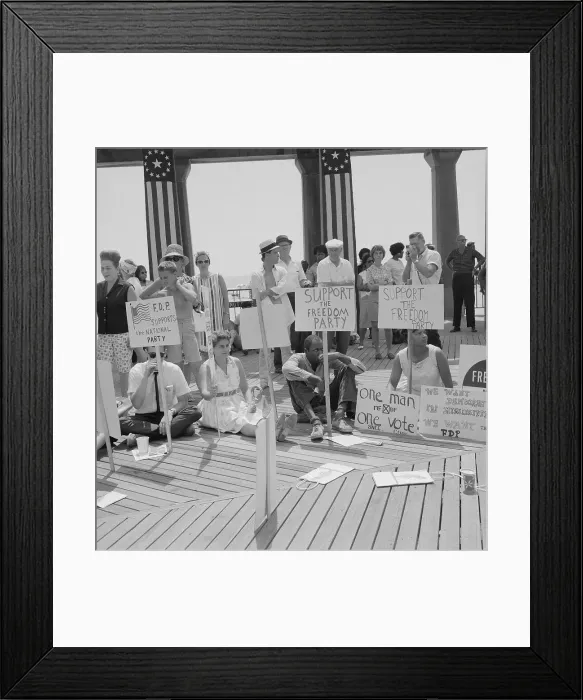 Framed Print : People Sitting with Protest Signs Framed Print : People Sitting with Protest Signs