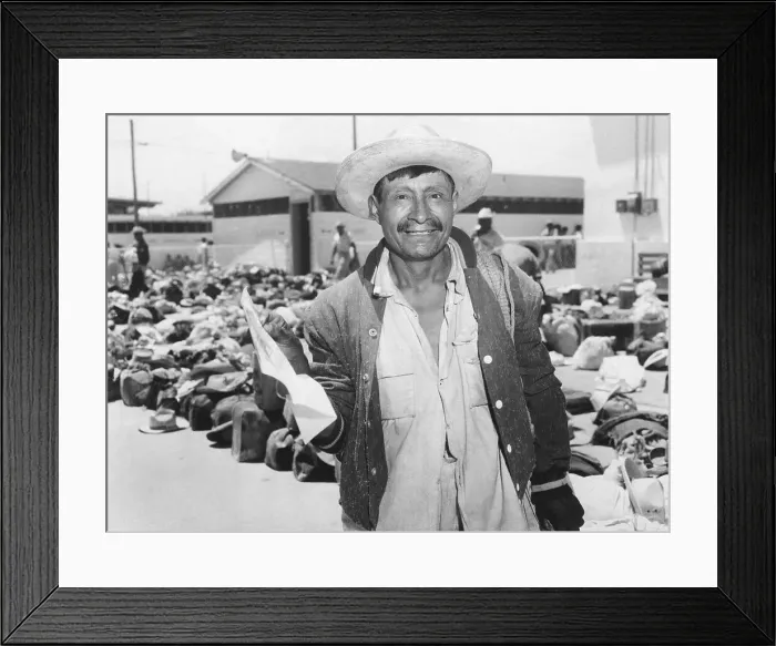 Framed Print : Mexican Man Holding Permit