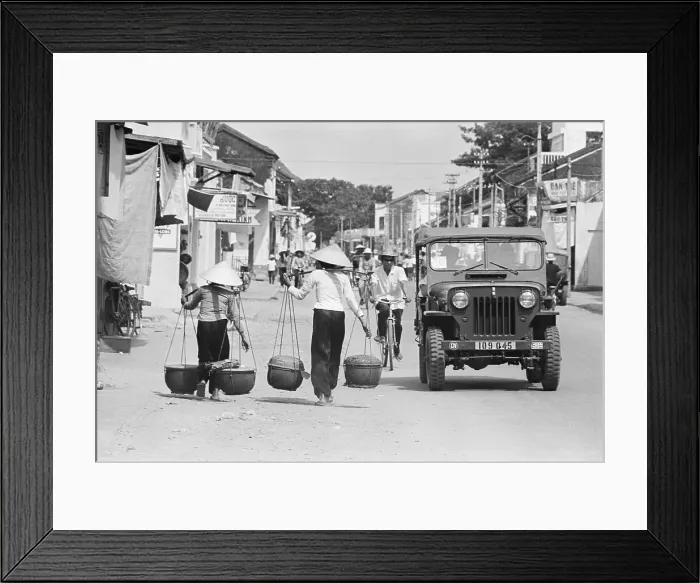 Framed Print : Women and Military Jeep in Saigon Framed Print : Women and Military Jeep in Saigon