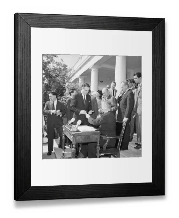Framed Print : President After Signing War On Poverty Framed Print : President After Signing War On Poverty
