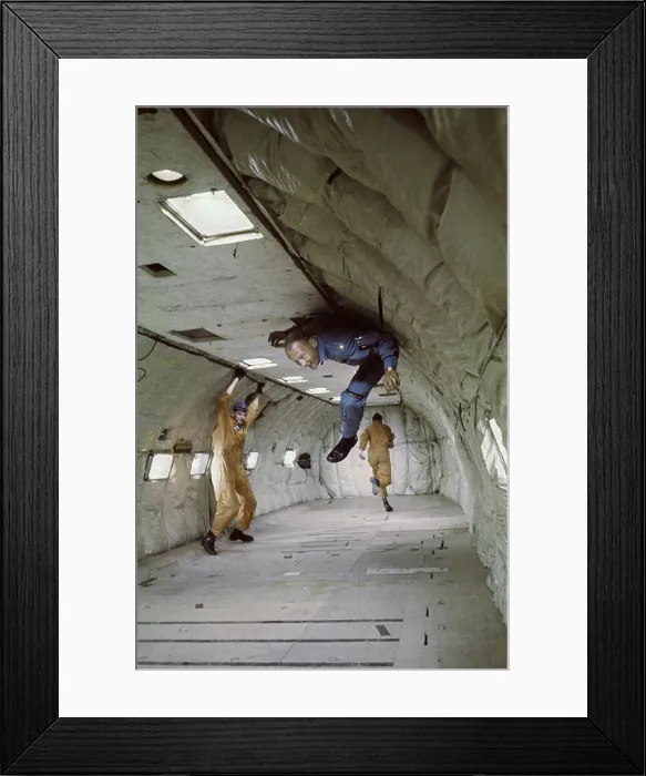 Framed Print : Buzz Aldrin Floating in a Plane Framed Print : Buzz Aldrin Floating in a Plane