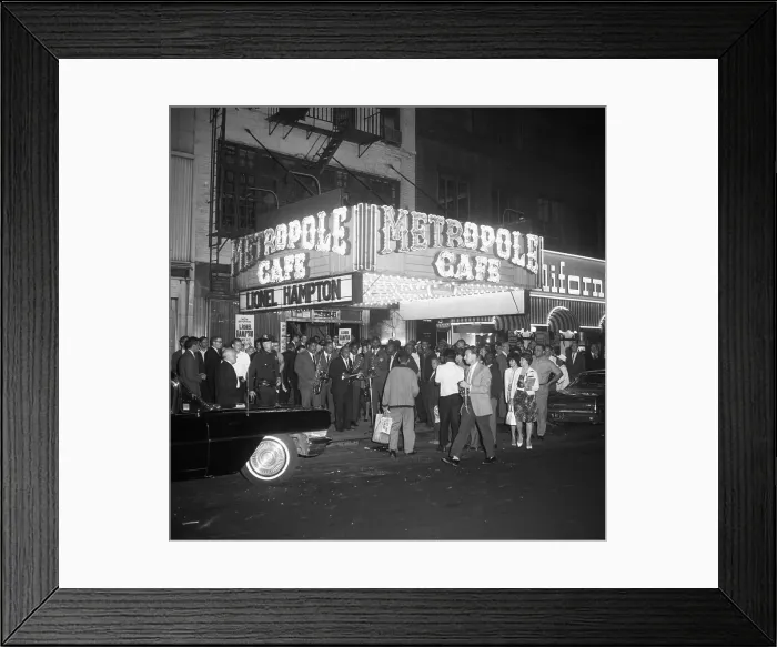 Framed Print : Lionel Hampton Band Outside the Metropole Cafe Framed Print : Lionel Hampton Band Outside the Metropole Cafe