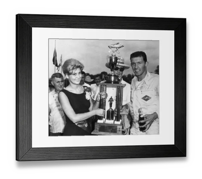 Framed Print : Richard Petty Holding Mountaineer 500 Trophy Framed Print : Richard Petty Holding Mountaineer 500 Trophy