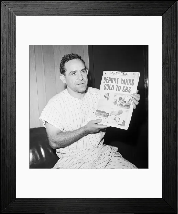 Framed Print : Yogi Berra Holds Newspaper Framed Print : Yogi Berra Holds Newspaper