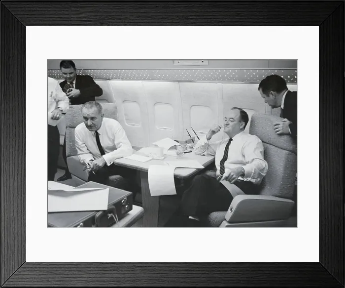 Framed Print : Hubert Humphrey and Lyndon Johnson on Airplane Framed Print : Hubert Humphrey and Lyndon Johnson on Airplane