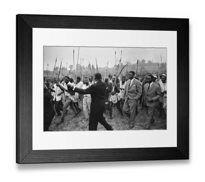 Framed Print : Moise Thsombe Walks W / Warriors W / Spears