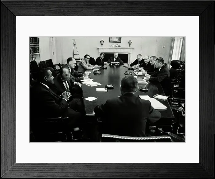 Framed Print : President Lyndon Johnson Meeting with Advisors