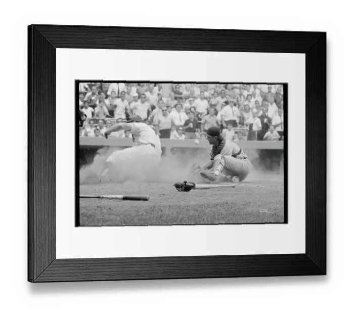 Framed Print : Mickey Mantle Sliding on Ground Framed Print : Mickey Mantle Sliding on Ground