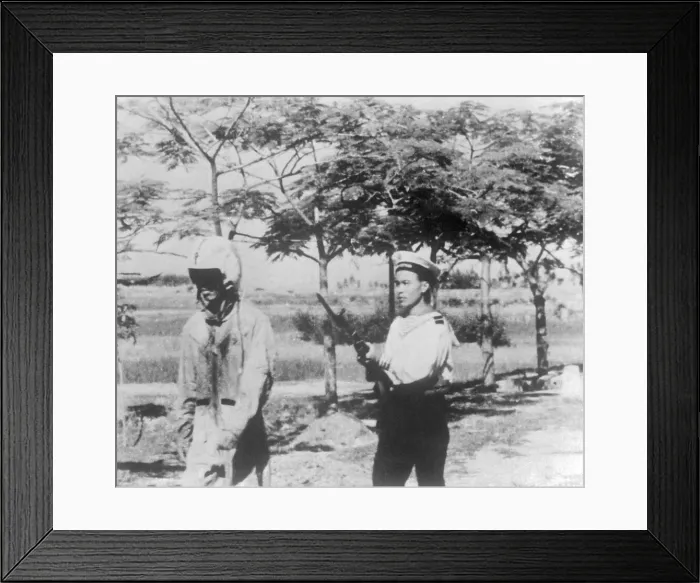Framed Print : US Airman Being Led By North Vietnamese Sailor with Gun Framed Print : US Airman Being Led By North Vietnamese Sailor with Gun