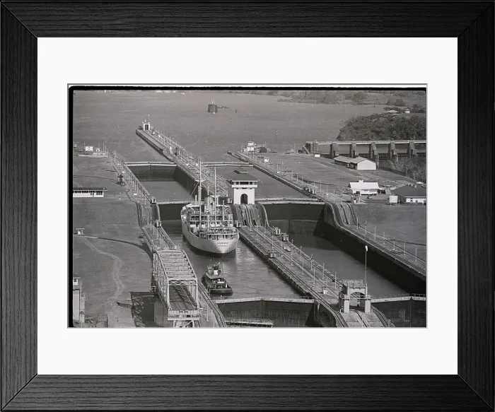 Framed Print : Ship and Tugboat in Miraflores Locks Framed Print : Ship and Tugboat in Miraflores Locks