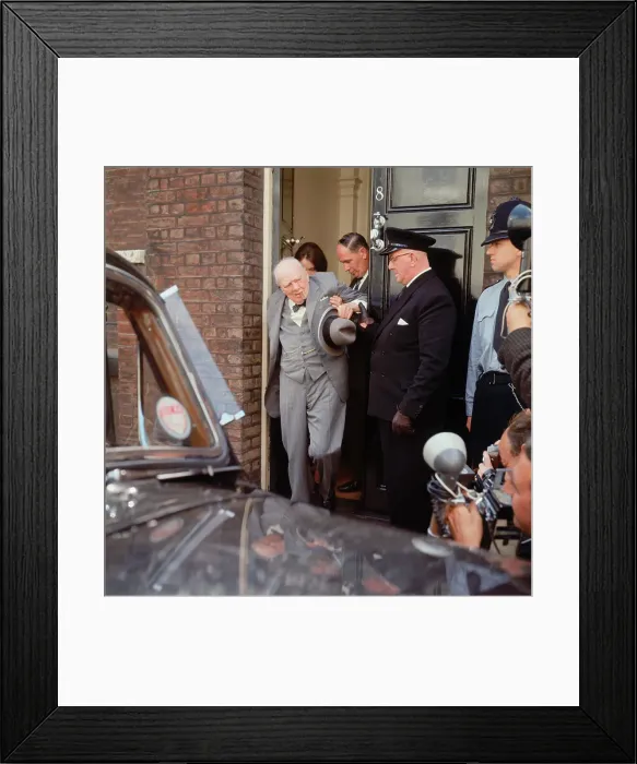 Framed Print : Aides Helping Winston Churchill Exit Home Framed Print : Aides Helping Winston Churchill Exit Home
