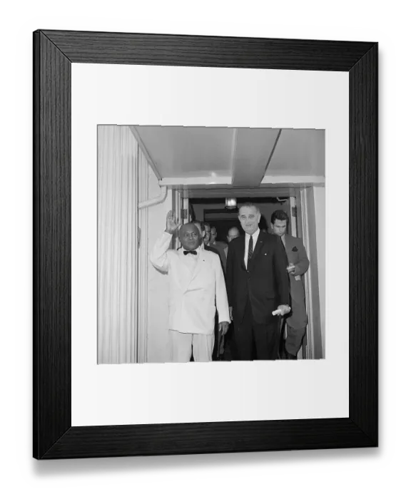 Framed Print : President Johnson and and President Tsiranana After Meeting Framed Print : President Johnson and and President Tsiranana After Meeting
