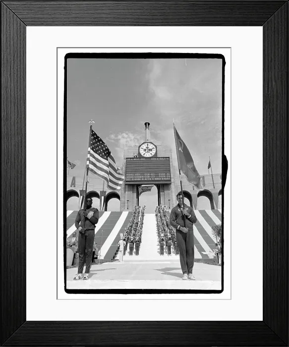 Framed Print : Bob Hayes Carrying US Flag at Track Meet Framed Print : Bob Hayes Carrying US Flag at Track Meet