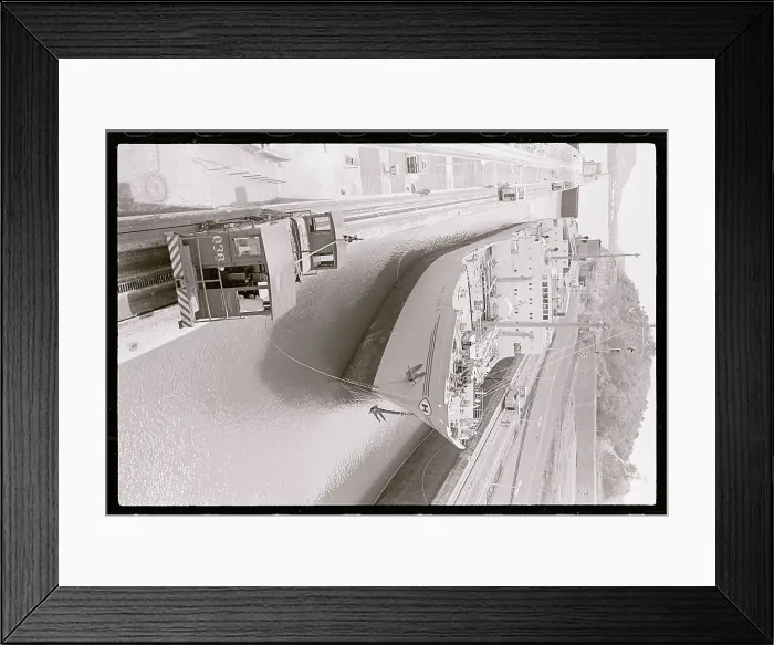 Framed Print : Locomotives Pulling a Ship Through Canal Locks Framed Print : Locomotives Pulling a Ship Through Canal Locks