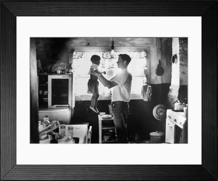 Framed Print : Voter Registration Worker with Child Framed Print : Voter Registration Worker with Child