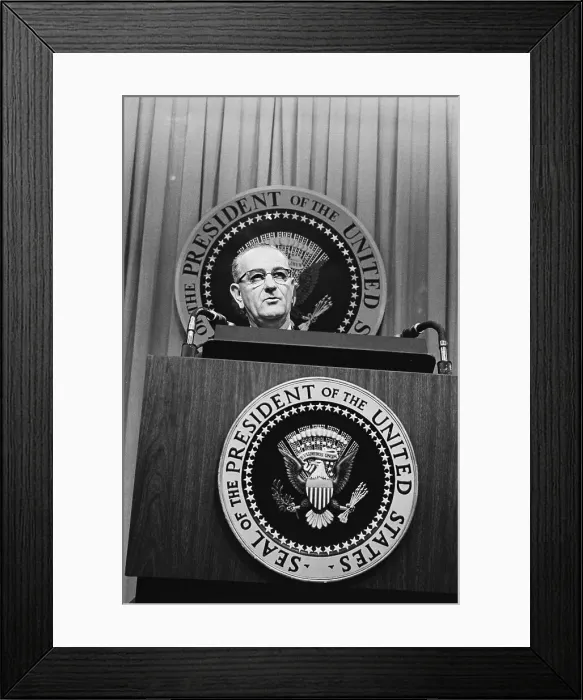 Framed Print : Johnson At News Conference On Military Framed Print : Johnson At News Conference On Military