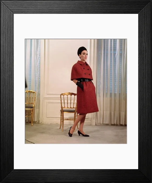 Framed Print : Model Wearing Cape Suit Ensemble by Norman Norell Framed Print : Model Wearing Cape Suit Ensemble by Norman Norell