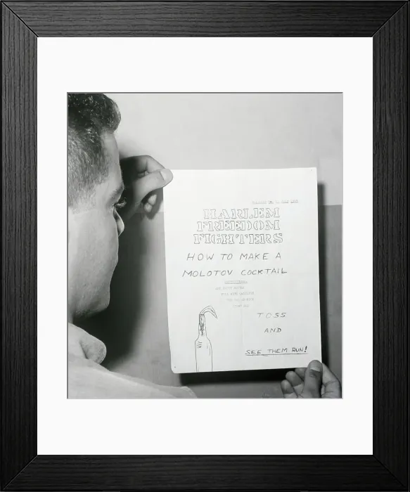 Framed Print : Handbill Instructions on Molotov Cocktail