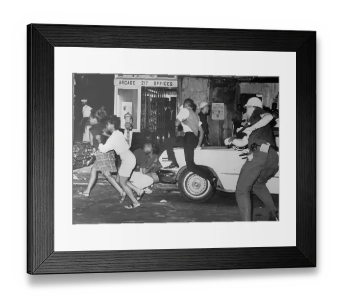 Framed Print : Civilians Running from Police Framed Print : Civilians Running from Police