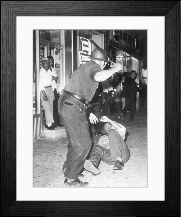 Framed Print : Policeman Beats Rioter in Harlem Framed Print : Policeman Beats Rioter in Harlem