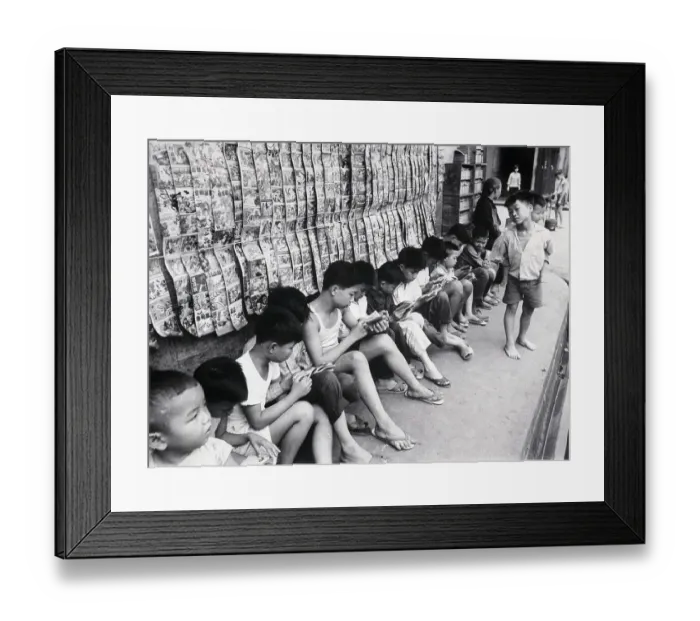 Framed Print : Children Reading Under Row Of Books Framed Print : Children Reading Under Row Of Books