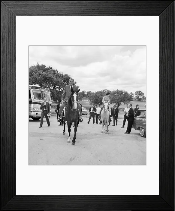 Framed Print : President Johnson and Daughter Riding Horses