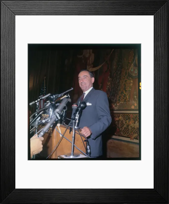 Framed Print : William Miller Speaking at a News Conference Framed Print : William Miller Speaking at a News Conference
