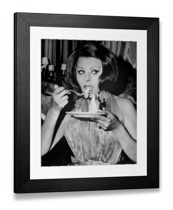 Framed Print : Sophia Loren Eating Cake in Movie Still