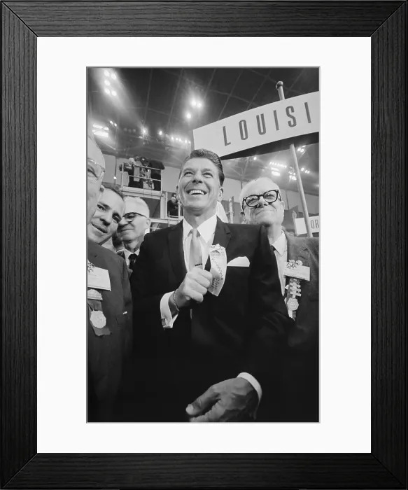 Framed Print : Ronald Reagan Showing Goldwater Ribbon Framed Print : Ronald Reagan Showing Goldwater Ribbon