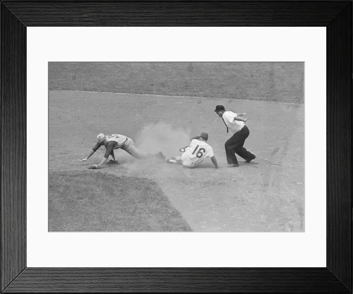 Framed Print : Cookie Rojas Sliding Safely Into Base