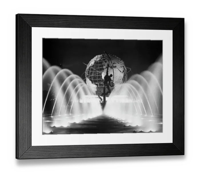 Framed Print : Sculpture, Fountains, and Unisphere at the 1964 World's Fair
