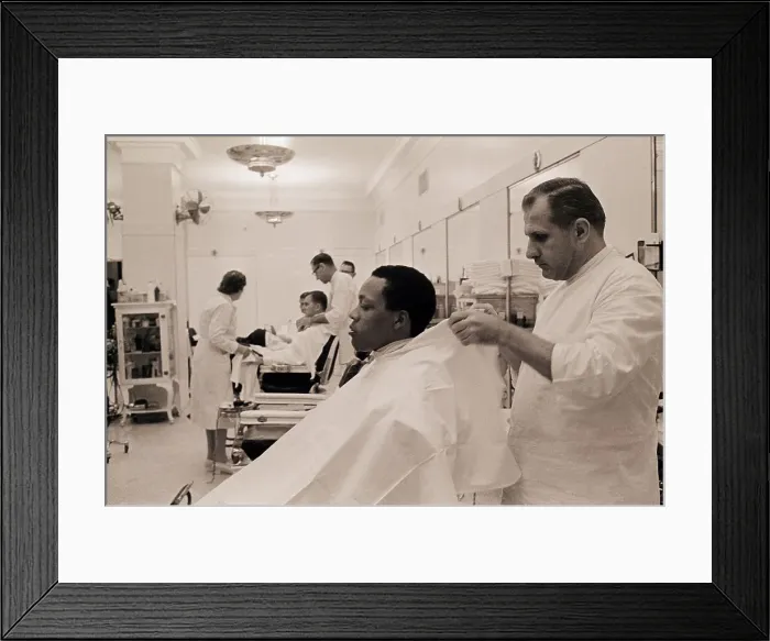 Framed Print : African American Man Gets Haircut Framed Print : African American Man Gets Haircut