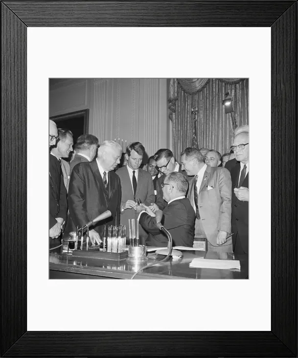Framed Print : President Johnson Signing Civil Rights Bill Framed Print : President Johnson Signing Civil Rights Bill