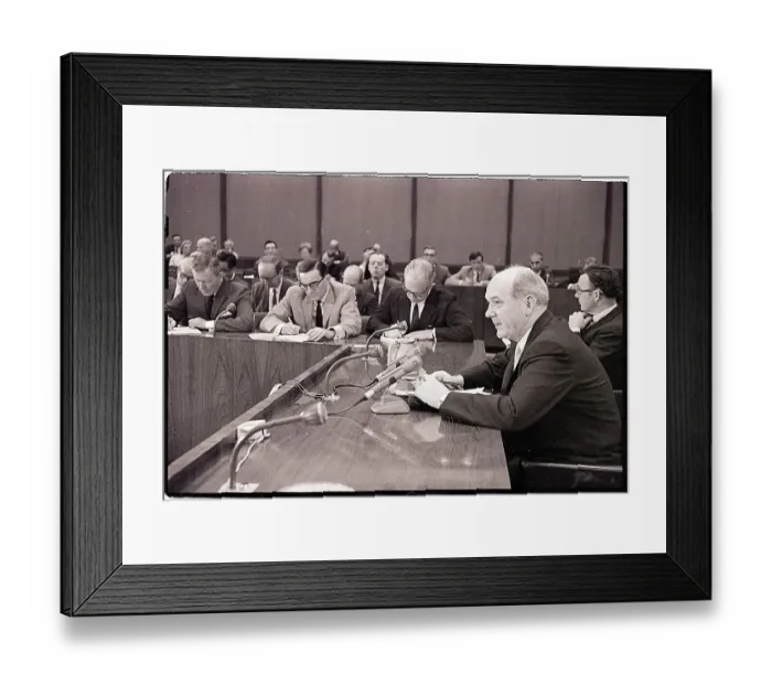 Framed Print : Dean Rusk at Press Conference