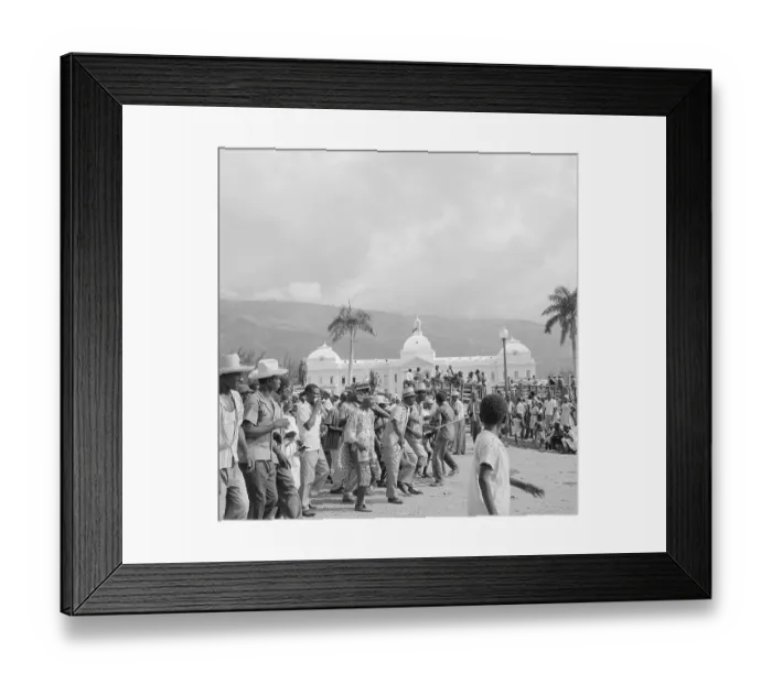 Framed Print : Haitians Celebrate Before Palace Framed Print : Haitians Celebrate Before Palace