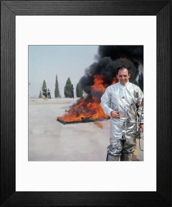 Framed Print : John Hand Wearing Heat Resistant Suit Framed Print : John Hand Wearing Heat Resistant Suit