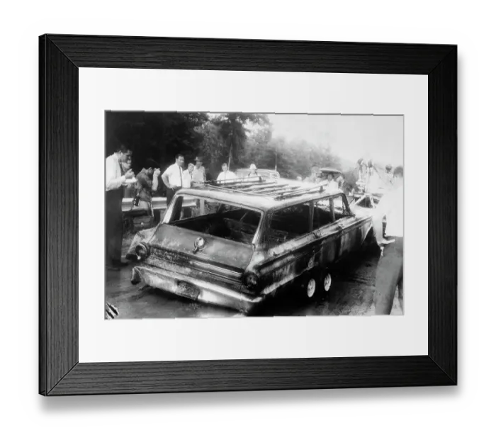 Framed Print : Charred Remains of Station Wagon Framed Print : Charred Remains of Station Wagon