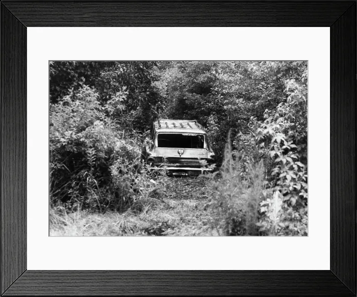 Framed Print : Burned Station wagon of Missing Civil Rights Activists Framed Print : Burned Station wagon of Missing Civil Rights Activists
