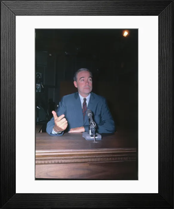 Framed Print : William W. Scranton at Microphones