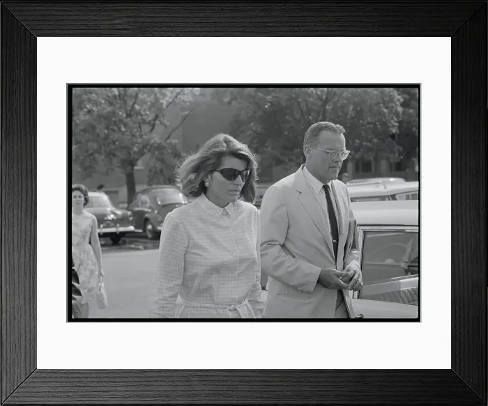 Framed Print : Patricia Lawford Leaving Hospital with Friend Framed Print : Patricia Lawford Leaving Hospital with Friend
