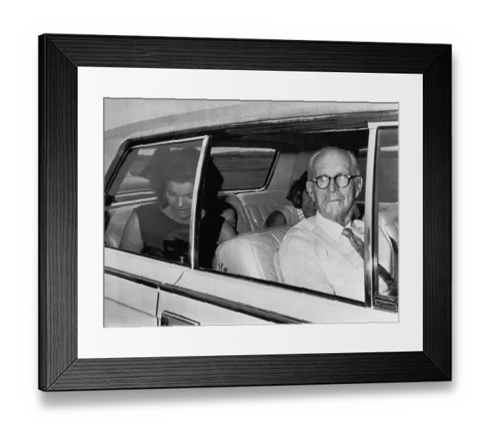 Framed Print : Jacqueline Bouvier Kennedy in Car with Her Father in Law Framed Print : Jacqueline Bouvier Kennedy in Car with Her Father in Law