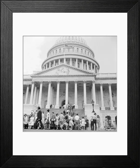Framed Print : Crowds Gathering at Capitol Building